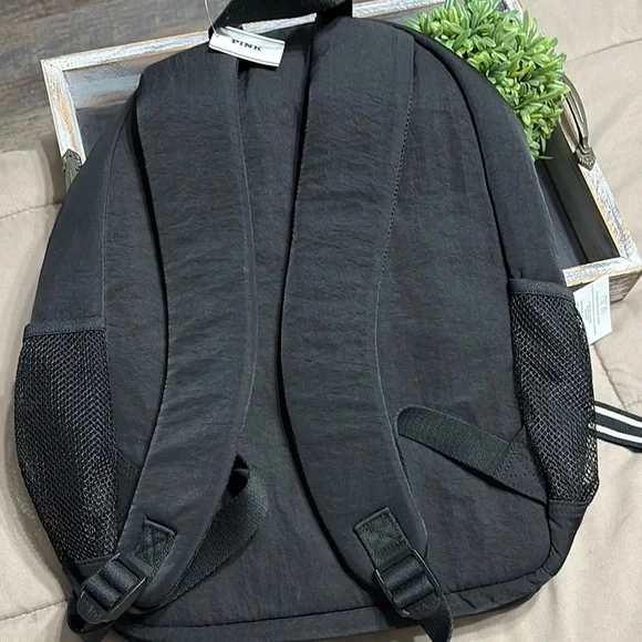 PINK Victoria's Secret Black Quilted Backpack with Reflective Stripes - Picture 5 of 6